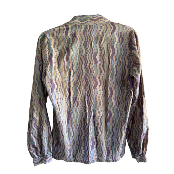 Neuchatel Vintage Tie Bow Swirl Pattern Button Up Blouse Retro size small - Picture 5 of 5